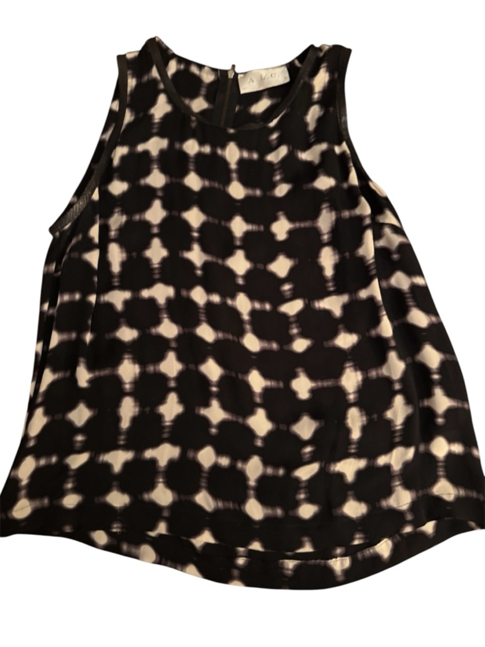 A.L.C. Black & White Sleeveless Silk Top
